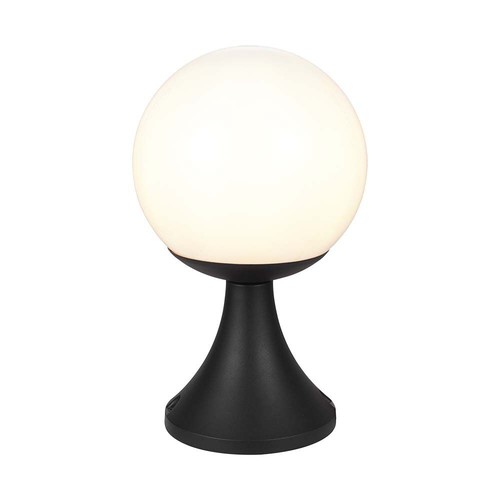 Golvlampa E27 - Matt svart, opal plastglob.