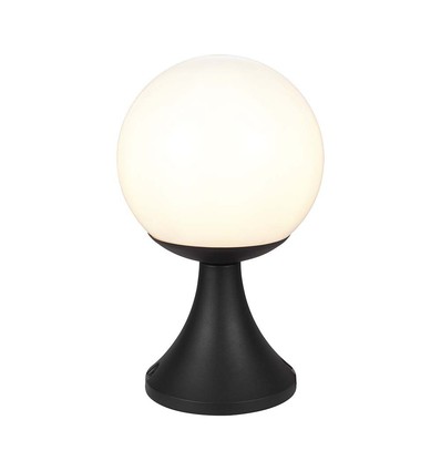 Golvlampa E27 - Matt svart, opal plastglob.