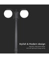 97cm trädgårdslampa med 2 glober, 2xE27 - IP44, mattsvart, robust konstruktion, utan ljuskälla