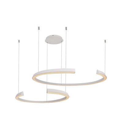 48W LED designer pendel - Vit, Triac dimbar, 5150lm, två halvmånar, 110x80cm