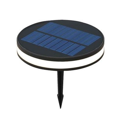 2W Solcells LED spot med spett - IP54, 3000K, svart, 1.8W solpanel, inkl. batteri