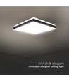 48W LED designer taklampa, dimbar - 4000K, IP44, svart, fyrkantig