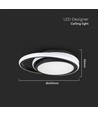 38W LED designer taklampa - Svart, dubbel rund, Ø45cm, 4000K, 4050lm, IP20
