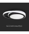 24W LED Designer Lampa - 4000K, Svart, Dubbel, Rund