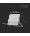 50W LED-strålkastare - 4000K, svart hus, grått glas, 185lm/W