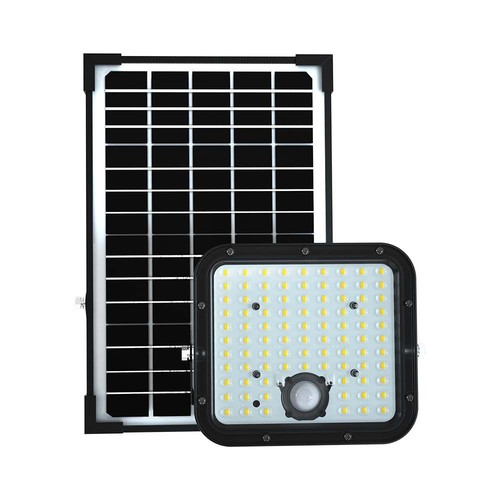 30W Solara LED strålkastare med solcell - IP65, PIR sensor, 6400K, svart, LiFePO4 batteri