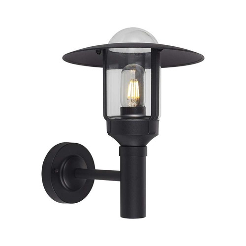 E27 vägglampa med klart glas - Matt svart, IP44, aluminium, utan ljuskälla