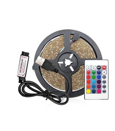 Outlet: 3 m. USB RGB LED strip för TV och PC - 60 LED per meter