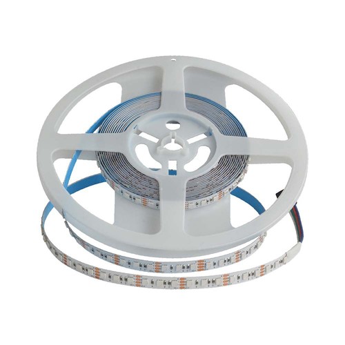 120 LED Strip Light 12W - RGB, IP20, 24V, 8mm, Vit Dubbel PCB, 5m/Rulle