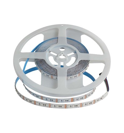 120 LED Strip Light 12W - RGB, IP20, 24V, 8mm, Vit Dubbel PCB, 5m/Rulle