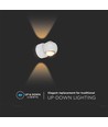 10W LED vägglampa med upp/ner ljus - Vit, 3000K, 13,5x10 cm, IP44, inkl. ljuskälla