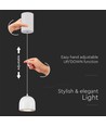 LED Hänglampa - Ø100, Justerbar Wire, Touch On/Off, 3000K, Vit Hus