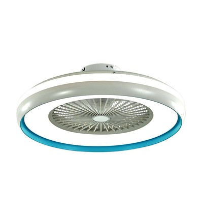 Fläkt med taklampa 45W - RF-kontroll, CCT:3 i 1, AC-motor, blå ring