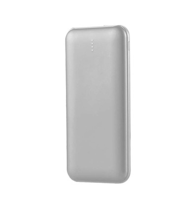 10,000mAh Powerbank - 2A, 30cm, Typ C Kabel, Silver