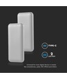 10000mAh powerbank, 10W - Silver, LED display, inkl. 30cm Type-C kabel