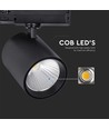 35W LED COB skenspot - 3000lm, 4000K, 30 grader, svart aluminium, IP20