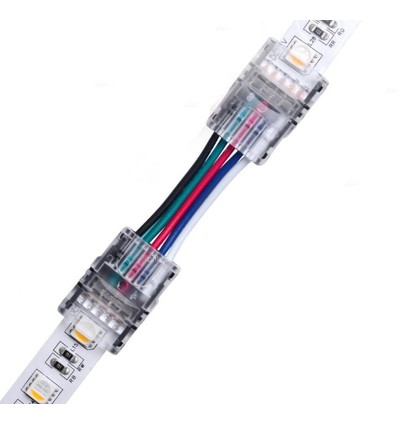 Skarv med ledning till LED-strip - 12mm, RGB+W, IP65, 5V-24V