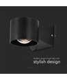 5W LED vägglampa, rund - IP65, svart, 3000K, upp/ned ljus, inkl. ljuskälla