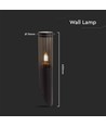 E27 svart sned vägglampa, 40cm - IP44, rostfritt stål, utan ljuskälla, trädgård/stig