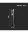 V-Tac E27 trädgårdslampa, IP44 - Rökfärgad plast, svart, höjd 45cm, utan ljuskälla