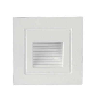 3W LED trappbelysning för inbyggnad - IP65, varmvit, vit kant, fyrkantig, 5,8x5,8 cm