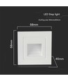 3W LED trappbelysning för inbyggnad - IP65, varmvit, vit kant, fyrkantig, 5,8x5,8 cm