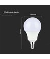 8.5W A60 Lampa E14 - Plast, Samsung Chip, 6500K