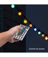 7m LED ljusslinga med 15 RGB-lampor - 0.5W/lampa, styrs via medföljande fjärrkontroll