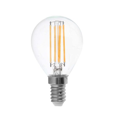 E14 6W LED klotlampa - P45, filament, klart glas