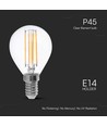 E14 6W LED klotlampa - P45, filament, klart glas