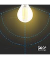 E14 6W LED klotlampa - P45, filament, klart glas