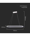 24W LED pendel/hänglampa - 80x20x100cm, 2760lm, vit, 3000K