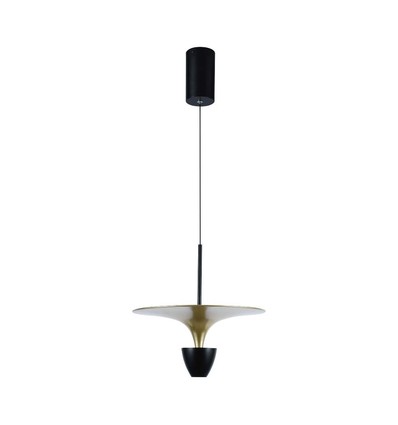 9W LED pendel / hänglampa - 4000K, 1000lm, svart/guld, 30x320cm, inkl. ljuskälla