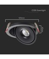 12W LED Downlight - COB, 3i1, Svart hus