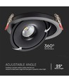 12W LED Downlight - COB, 3i1, Svart hus