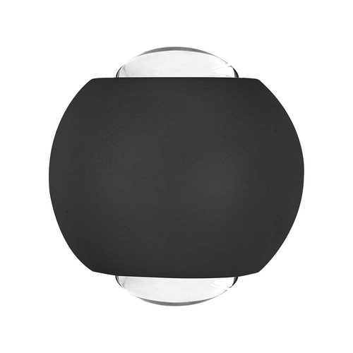 2W LED COB vägglampa, upp/ned ljus - IP54, svart aluminium, 4000K, 4,2 x 4 cm