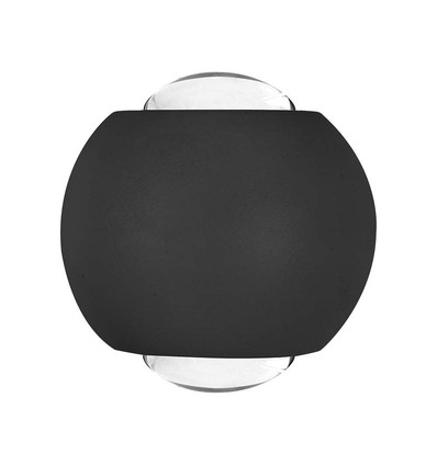 2W LED COB vägglampa, upp/ned ljus - IP54, svart aluminium, 4000K, 4,2 x 4 cm