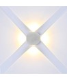 4W rund LED vägglampa med 4 ljusstrålar - IP54, vit, 3000K, 4-vägs ljus, modern design
