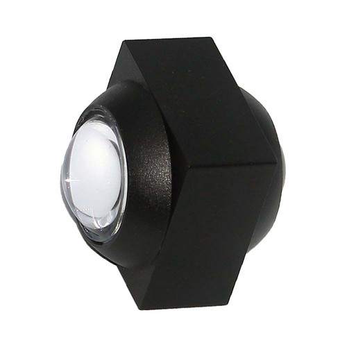 2W LED vägglampa med upp/ned ljus - IP54, svart, COB LED, 4000K, 4x4x4cm