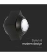 2W LED vägglampa med upp/ned ljus - IP54, svart, COB LED, 4000K, 4x4x4cm