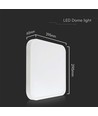 24W LED Dome Light - 3000K, fyrkantig, vit ram, IP44