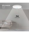 18W LED DOME Ljus - Mikrovågssensor, 3000K, Rund, Vit Ram, IP44