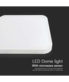 18W LED Dome Belysning - Mikrovågssensor, 4000K, Fyrkantig, Vit Ram, IP44