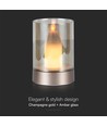 2W LED uppladdningsbar bordslampa med sensor - Champagne guld, bärnstensfärgat glas, 3000K, 360 grader, rörelsesensor