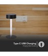 3W uppladdningsbar LED bordslampa, 5V - 3-i-1 CCT, touch dimbar, svart, inkl. USB-kabel