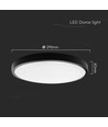 V-Tac 24W LED taklampa - Ø29,5cm, IP44, svart kant, inkl. ljuskälla