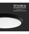 V-Tac 24W LED taklampa - Ø29,5cm, IP44, svart kant, inkl. ljuskälla