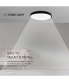 36W LED dome ljus - 6500K, rund, svart ram, IP44.