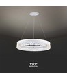 25W LED Designer pendel, Ø50cm - Ring design, vit, 3000lm, 3000K, varmvit