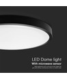 18W LED Dome Ljus - Mikrovågssensor, 4000K, Rund Svart Ram, IP44